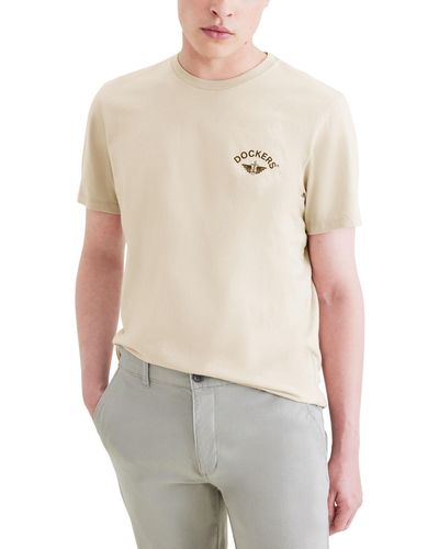 Dockers Slim Fit Short Sleeve Graphic Tee Shirt - White