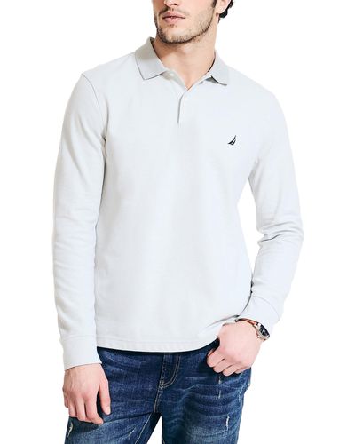 Nautica Sustainably Crafted Classic Fit Long-sleeve Deck Polo - White