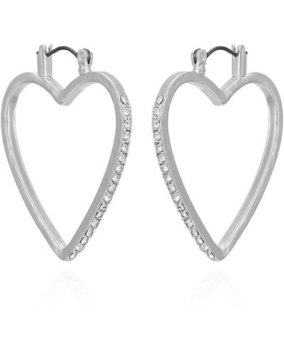Juicy Couture Sleek Silvertone Heart Hoop Earrings - Metallic