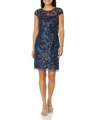 Adrianna Papell Sequin Popover Dress - Blue