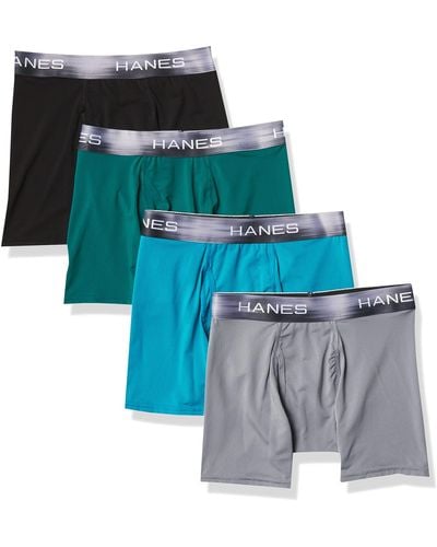 Hanes Ultimate Sport X-temp Ultra Lightweight Boxer Brief 4-pack in Blue  for Men