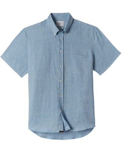 Billy Reid S/s Tuscumbia Linen Shirt - Blue