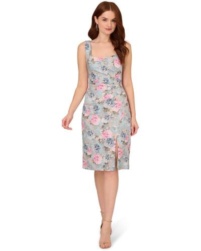 Adrianna Papell Floral Matelasse Dress - White