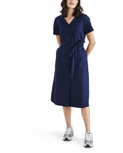 Dockers Short Sleeve Midi Dress, - Blue