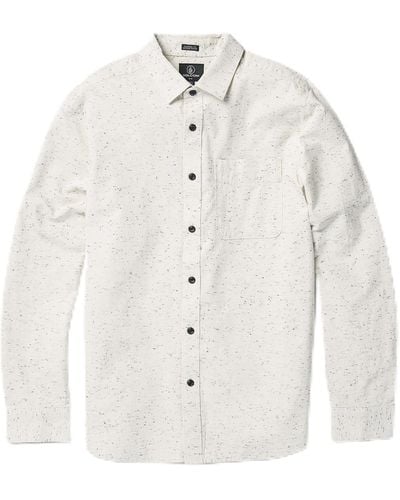 Volcom Date Knight Long Sleeve Classic Fit Button Down Shirt - White