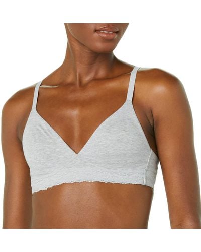 Amazon Essentials Cotton And Lace Unlined Bralette - Brown