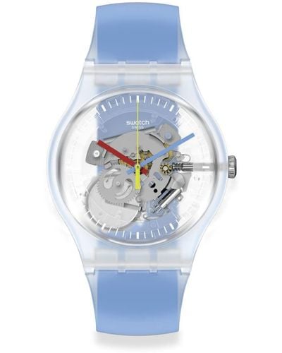 Swatch Clearly Blue Striped Watch