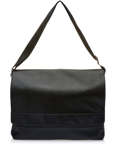 Kenneth Cole Grand Central Pebbled Vegan Leather Slim Messenger Bag Crossbody Tablet Case - Black