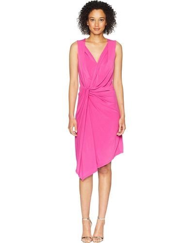 Ellen Tracy Twisted Front Sleeveless Dress - Pink