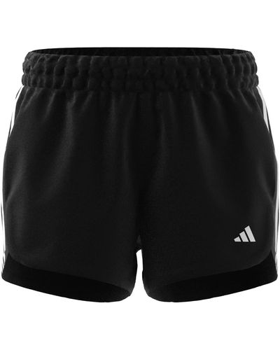 adidas Pacer Training 3 Stripes Woven High Rise Shorts - Black