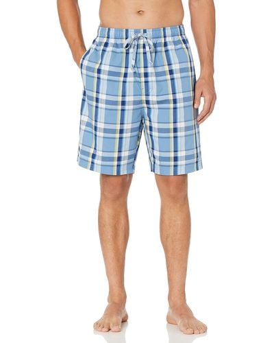 Nautica Soft Woven 100% Cotton Elastic Waistband Sleep Pajama Short - Blue