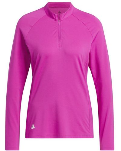 adidas Standard Quarter Zip Long Sleever Golf Polo Shirt - Purple