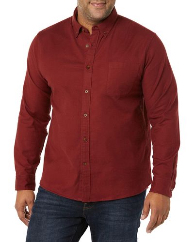 Goodthreads Slim-fit Long-sleeved Stretch Oxford Shirt With Pocket - Red