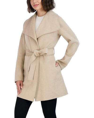 tahari women's marilyn double face belted wrap coat