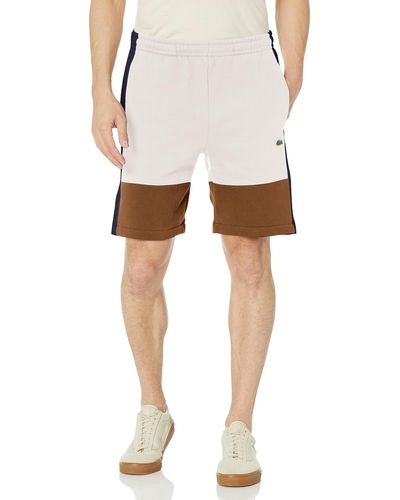 Lacoste Regular Fit Adjustable Waist Color Blocked Shorts - White