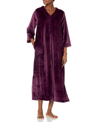 N Natori Cashmere Fleece Zip Caftan - Purple
