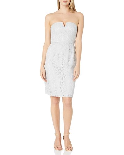 Donna Morgan Quinn Short Strapless Lace Dress - White