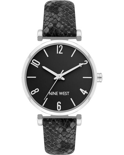 Nine West Animal Patterned Strap Watch - Gray