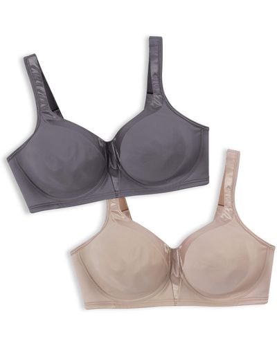 Playtex Womens 18 Hour Silky Soft Smoothing Wireless Us4803 Available With 2-pack Option Bra - Gray