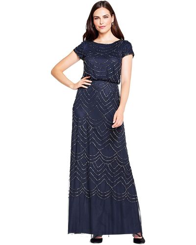 Adrianna Papell Beaded Blouson Gown - Blue