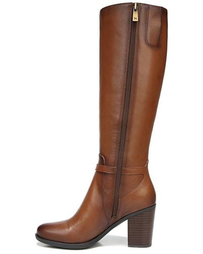 Naturalizer S Kalina Knee High Tall Boots Cider Spice Leather Narrow Calf 7 M - Brown