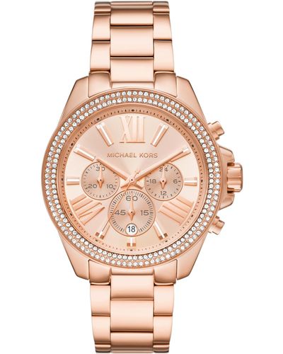 Michael Kors Wren Chronograph Rose Gold-tone Stainless Steel Bracelet Watch - Pink