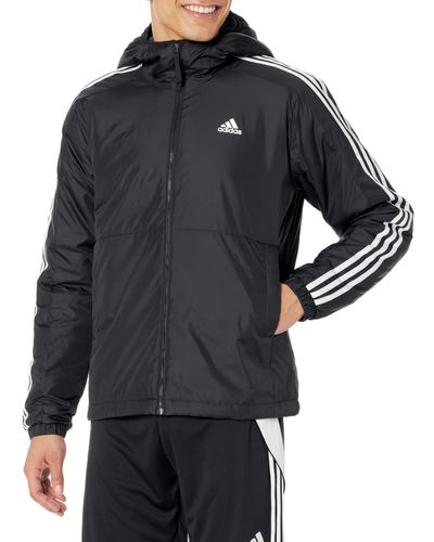adidas Essentials 3-stripes Insulated Hooded Jacket - Gray