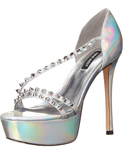Nine West Women's Sighs Heeled Sandals - Sexy Square Toe Ankle Strap Dress Sandal - View #3