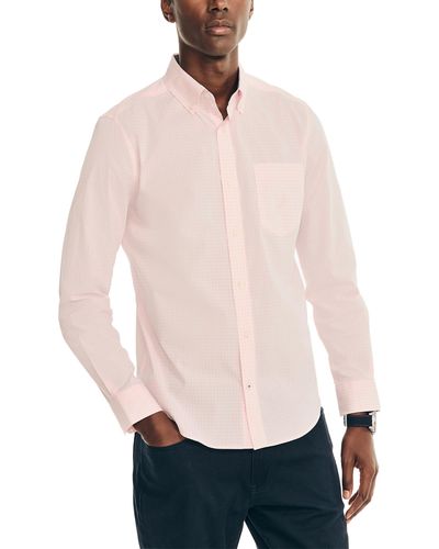 Nautica Classic Fit Gingham Stretch Cotton Shirt - Pink