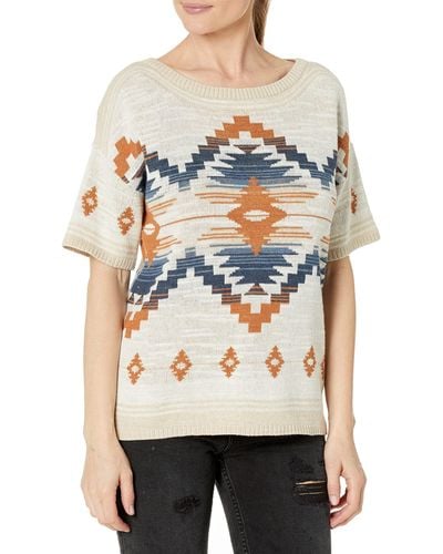 Pendleton Short Sleeve Graphic Pullover Sweater - Natural