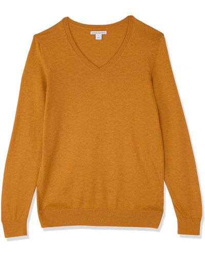 Amazon Essentials Classic-fit Lightweight Long-sleeve V-neck Sweater - Orange