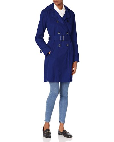 Cole Haan Classic Belted Trench Coat - Blue