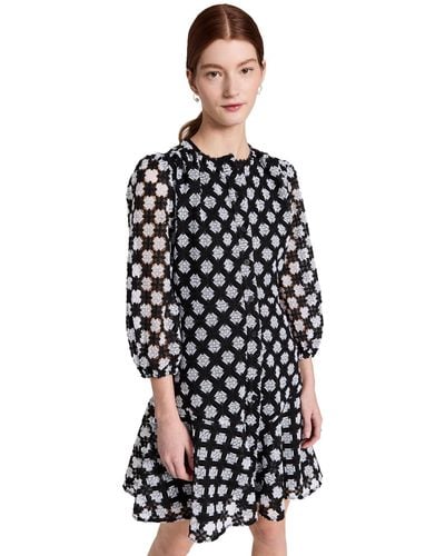 Shoshanna Alzira Geo Tiled Lace Mini Dress - Black
