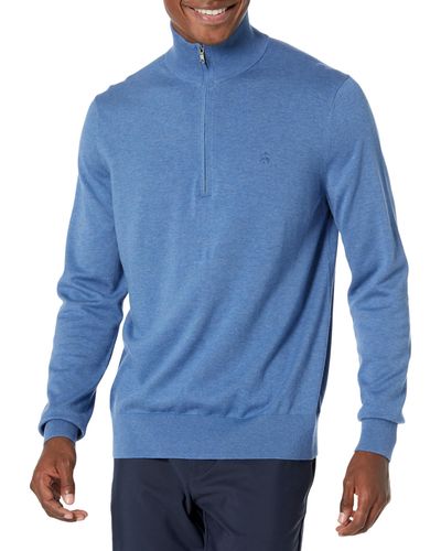 Brooks Brothers Supima Cotton Half-zip Logo Sweater - Blue