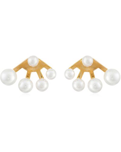 Noir Jewelry Sphere Multi-pearl Earrings Jackets - Multicolor