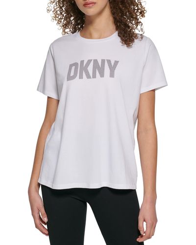 DKNY Tee Crew Neck Stripe Logo T-shirt - White