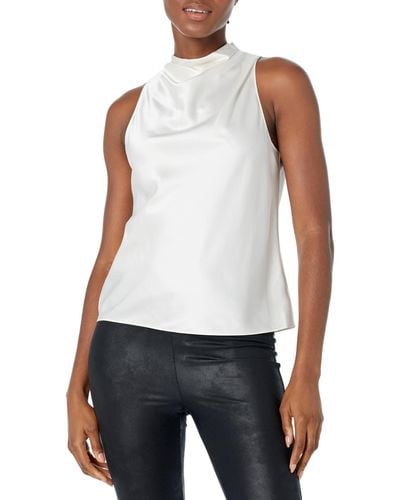 Theory Satin High Cowl-neck Top - White