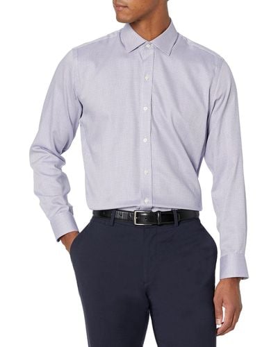 Buttoned Down Slim Fit Spread Collar Pattern Dress Shirt - Blue