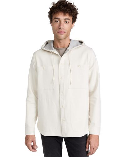 Vince Twill Double Face Hooded Long Sleeve - White
