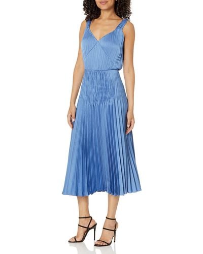 Vince S V-neck Pleated Slip Dress,hydrangea,small - Blue