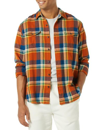 Amazon Essentials Regular-fit Long-sleeve Two-pocket Flannel Shirt - Orange