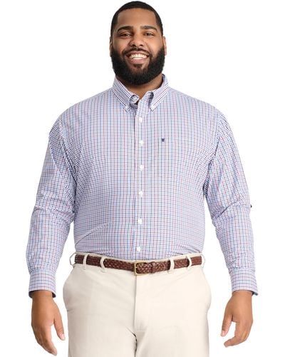 Izod Big And Tall Button Down Long Sleeve Stretch Performance Plaid Shirt - Multicolor