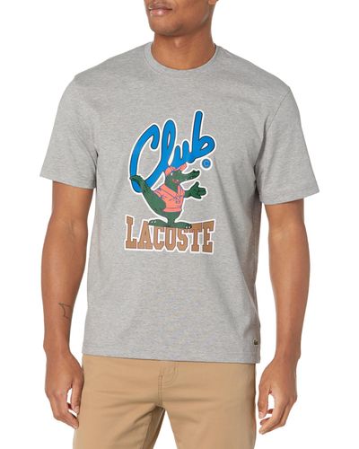 Lacoste Short Sleeve Crew Neck Club Graphic T-shirt - Gray