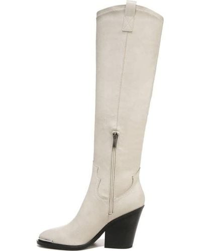 Franco Sarto S Glenice Knee High Boot Putty Beige Fabric 5.5 M - Black