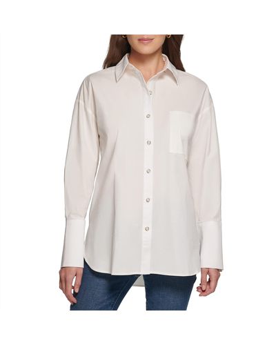 DKNY Casual Oversized Buttonup Top - Natural