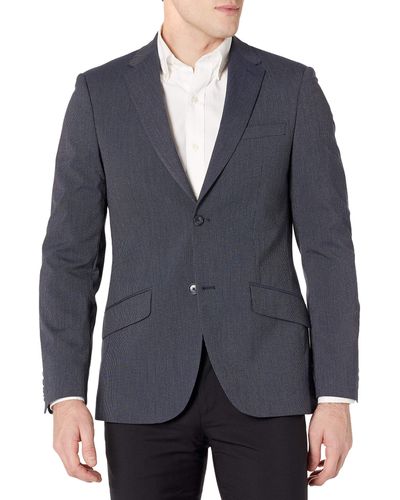 Perry Ellis Slim Fit Machine Washable Striped Suit Jacket - Blue