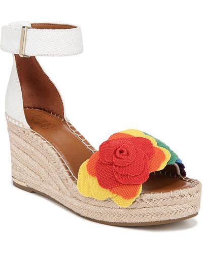 Franco Sarto S Clemens Jute Wrapped Espadrille Wedge Sandals Rainbow Multi Flower 5.5m - Multicolor