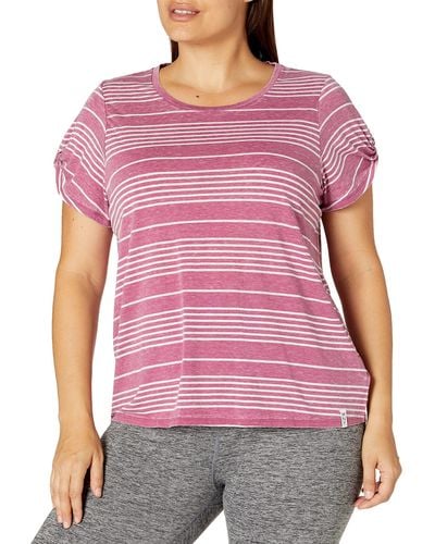 Andrew Marc Sport Washed Short Sleeve Scattered Stripe Tee - Purple