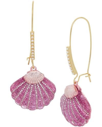 Betsey Johnson S Seashell Dangle Earrings - Pink