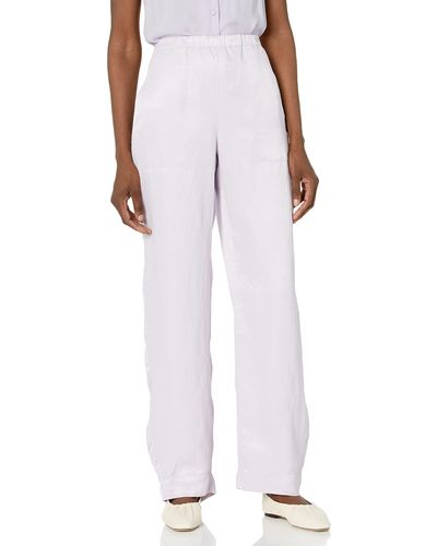 Vince Washed Pull-on Linen-blend Pant - Purple